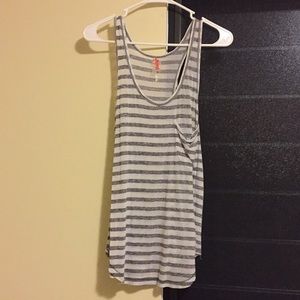 FREE PEOPLE grey and white stripped racerback